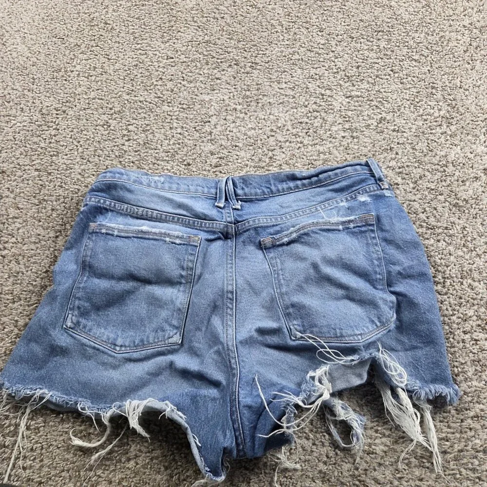 Good American Denim Cutoff Shorts Womens 12 Distressed Blue